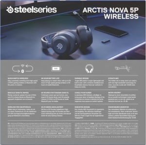 Casti pentru jocuri PS5 fara fir SteelSeries Arctis Nova 5P - Drivere magnetice din neodim - 100+ presetari audio - Durata de viata a bateriei de 60 de ore - 2.4GHz sau BT - ClearCast Gen2.X Mik - Pentru PS4/5, PC, Switch, Mobile - Img 13