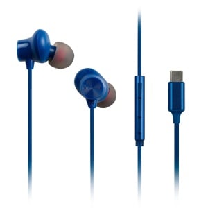 Casti USB-C Panasonic RP-TCM225DEA, casti intraauriculare, casti cu fir cu microfon si control incorporate, bas puternic, potrivire reglabila, cablu de 1,2 m, albastru