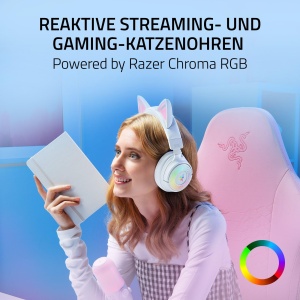 Casti wireless gaming Razer Kraken Kitty V3 Pro RGB THX Spatial Audio Alb - Img 2