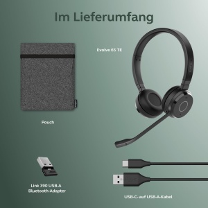 Casti wireless Jabra Evolve 65 TE Stereo Bluetooth 30 m raza Negru - Img 9