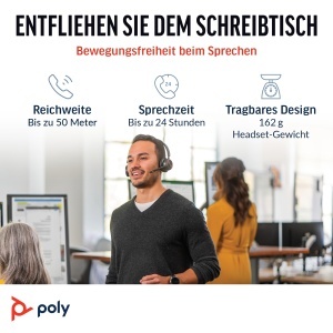 Casti wireless Poly Voyager 4320 UC cu microfon Noise Cancelling Bluetooth certificare Microsoft Teams - Img 4