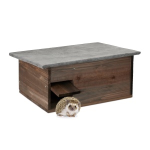 Casuta pentru arici Relaxdays, cu intrare labirint si protectie impotriva rozatoarelor, 20x45,5x33 cm