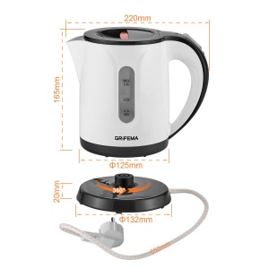 Ceainic electric GRIFEMA Mic, 0.8L, 1100W - Ceainic electric cu filtru de var, Ceainic silentios, rapid, ceainic fara BPA, ceainic de calatorie oprire automata, protectie la supraincalzire, alb - Img 2