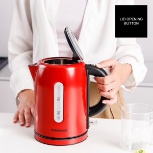 Ceainic electric Taurus Vintage Compact Red | 2400 W | 1 L | Baza 360deg | Oprire automata | LED | maner ergonomic | Viziera de apa | Otel inoxidabil | Indicator de cupa | Rosu - Img 5