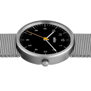 Ceas barbatesc Braun BN0021BKSLMHG, 38mm, curea din otel milanez, cadran negru - Img 5