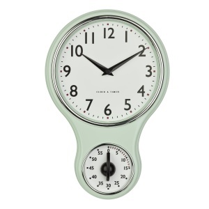 Ceas de perete analogic TFA Dostmann 60.3073.20, design retro, timer 60 min, mint-verde - Img 2
