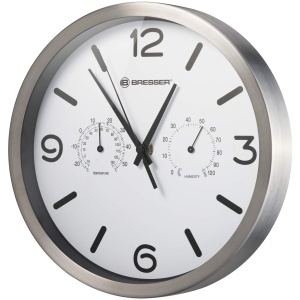 Ceas de perete cu radio Bresser MyTime ND, termo-higrometru, alb