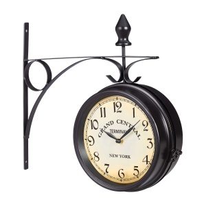 Ceas de perete retro Relaxdays, dublu fata, negru, 35 x 35 cm