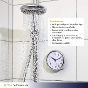 Ceas de perete TFA Dostmann 60.3055.02, feuchtigkeitsgeschutzt, cu suport de prindere - Img 6