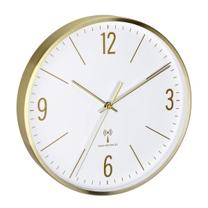 Ceas de perete TFA Dostmann 60.3534.55, 30cm, metal auriu, sticla