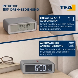 Ceas de perete TFA Dostmann Digital Funk-Wecker Twist, design elegant - Img 2