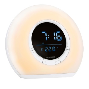 Ceas desteptator cu lumina naturala Grundig Tageslichtwecker, radio, Bluetooth, alb