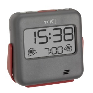 Ceas desteptator digital TFA Dostmann Buzz, cu alarma prin vibratie, gri