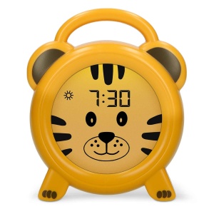 Ceas desteptator pentru copii Alecto BC100TIGER, galben, cu noapte luminoasa si USB reincarcabil