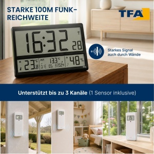 Ceas digital TFA Dostmann 60.4523.01 cu temperatura exterioara, negru - Img 4