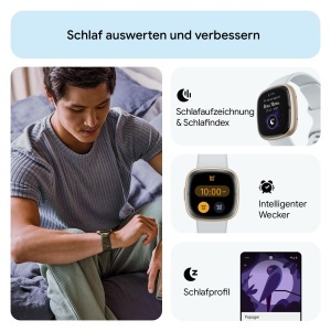Ceas inteligent Google Fitbit Sense 2 GPS, EKG, Blue MistSoft Gold - Img 4