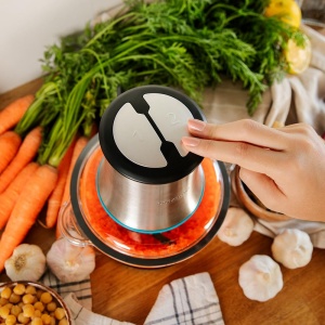 Cecotec Chopper ChopBeat 2000 Vindaloo Glass, 500W, tocare, zdrobire, taiere, 4 lame din otel inoxidabil, 2 viteze, recipient din sticla 500g, picioare din cauciuc antiderapant, se poate spala in masina de spalat vase - Img 6