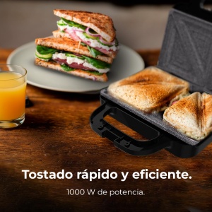 Cecotec Sandwich Maker Rock'nToast Deep Classic, 1000 W, latime mai mare, placi triunghiulare, prajire uniforma, acoperire RockStone, capacitate pentru 2 sandvisuri, fara PFOA - Img 5