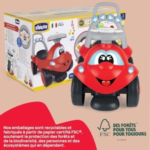Chicco Billy Walk&Ride Eco+, Primii pasi, Dispozitiv de mers si calarie 2 in 1, Asamblare usoara, Ghidon ergonomic, Roti late, cu zgomot si lumini de conducere, Plastic reciclat, 12-36 luni, Rosu - Img 11