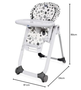 Chicco Polly Progres5 Scaun inalt reglabil de la nastere pana la 3 ani (15 kg), Scaun inalt pentru copii cu functie de inclinare si scaun inaltator, cu 4 roti si inchidere compacta - Img 12