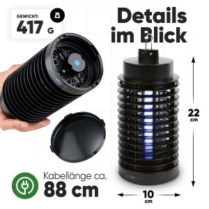 Clatronic(r) Insect Killer Electric | Capcana pentru tantari zi si noapte | pentru pana la 50mp | Lampa pentru tantari fara substante chimice sau parfumuri | Capcana electrica pentru muste cu perie de curatare | Capcana de lumina ISL 3823 - Img 7