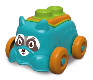 Clementoni Sensory Raccoon Car 17488 - Jucarie moale Clemmy cu blocuri moi de constructie - Pentru bebelusi si copii mici de la 6 luni - Lavabil si sigur - Idee cadou pentru prima aniversare