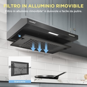 COMFEE SLIF17B-60 Hota 60 cm LED hota sub montaj extractor de perete superior 600 mm negru - Img 4