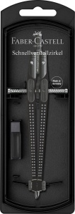 Compas Faber-Castell 174434, negru, cu ajustare rapida, pentru cercuri de pana la 390 mm