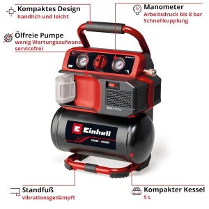 Compresor de aer Einhell TE-AC 1875 Li, 5 l, 8 bar, portabil - Img 3