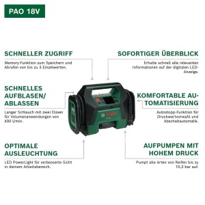 Compresor portabil Bosch PAO 18V, presiune 10,3 bar, debit aer 400 lmin - Img 3
