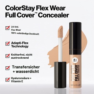 Concealer REVLON ColorStay Flex Wear Light Medium, 10 ml, 100 acoperire completa - Img 3