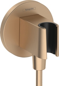 Conector de perete hansgrohe FixFit S cu suport pentru dus, bronz mat