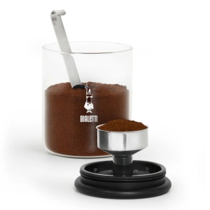 Container cafea Bialetti 250 g, sticla, negru-transparent, cu capac etans - Img 4