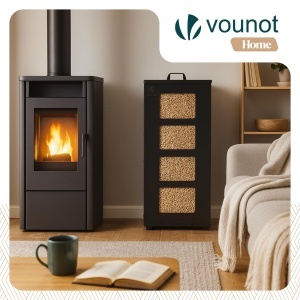 Container pentru peleti VOUNOT, 45 kg, cu roti, negru, design modern - Img 2