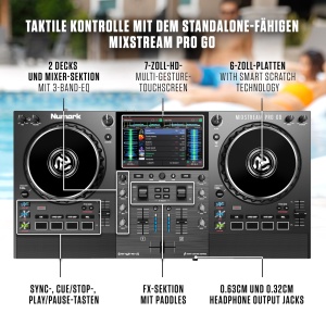 Controler DJ Numark Mixstream Pro Go, portabil, cu Wi-Fi si boxe integrate - Img 6