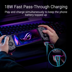 Controller gaming ASUS ROG Tessen pentru smartphone iluminare RGB incarcare rapida 18W USB-C - Img 6