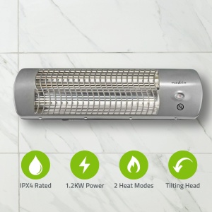 Convector electric Nedis Wandheizung, 1200 W, pentru baie, gri - Img 3