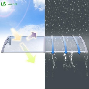 Copertina pentru usa VOUNOT 120 x 80 cm, din aluminiu si policarbonat, transparenta, gri - Img 3