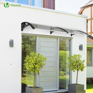 Copertina pentru usa VOUNOT 200 x 80 cm, din aluminiu si policarbonat, transparenta, gri - Img 2