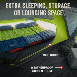 Cort de camping Coleman Skydome pentru 8 persoane, Felsgrau, cu camera de plasa - Img 5