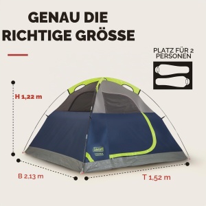 Cort de camping Coleman Sundome pentru 2 persoane, impermeabil, usor de montat - Img 3
