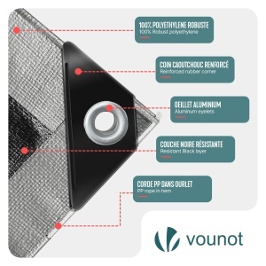 Cort de protectie VOUNOT 3x5m 240 gm gri, rezistent la apa - Img 2