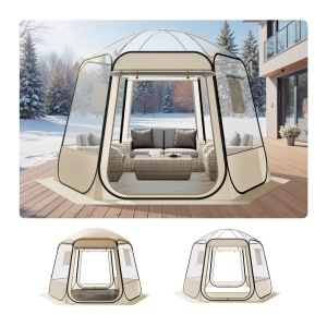 Cort Pop-Up Transparent VEVOR, 305 x 275 x 220 cm, pentru 4-8 Persoane