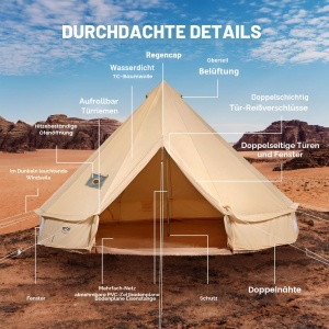 Cort VEVOR 3 m pentru Camping cu Sistem de Incalzire si 4 Feronerie - Img 8