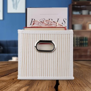 Cos de depozitare Relaxdays, 6L, bambus, faltabil, 14 x 15 x 31 cm - Img 5
