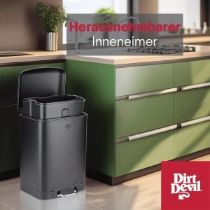 Cos de gunoi Dirt Devil 12L, inox, cu soft close, negru - Img 7