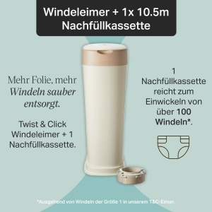 Cos de gunoi pentru scutece Tommee Tippee Twist Click XL, crem - Img 7
