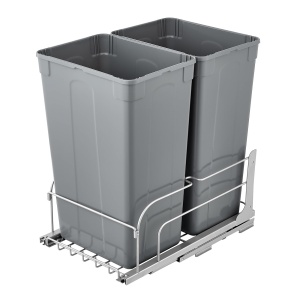Cos de gunoi retractabil VEVOR 50 Qt x2, cu sistem Soft-Close, gri - Img 9
