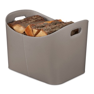 Cos de lemne Relaxdays XL, 58L, 36x53,5x41 cm, gri inchis