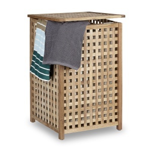 Cos de rufe Relaxdays, 75 L, din lemn de nuc, cu capac